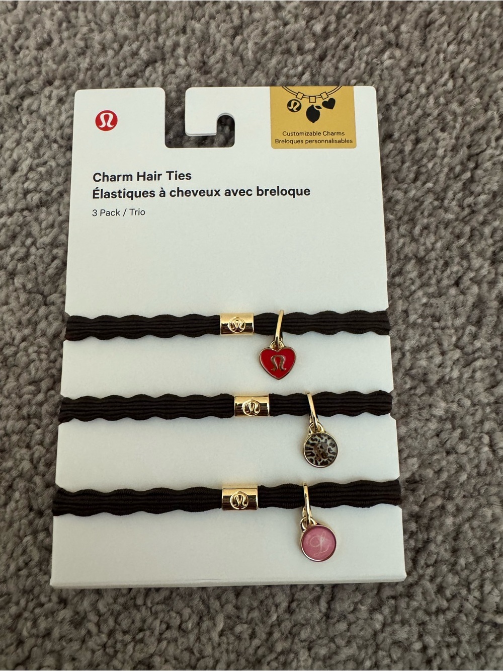 Lululemon Charm Hair Ties - 3 Pack/Trio- French Press/Gold